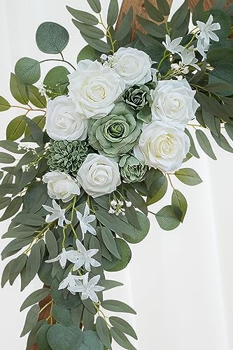 Olalaka 2-Pack Sage Green White Wedding Flower Swag Set