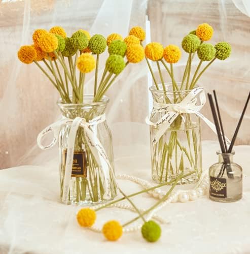 Rikyo 18 Stems Artificial Billy Balls Flower Bouquet 10 Inch Green