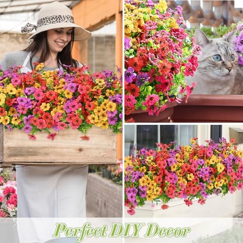Waipfaru Artificial Flowers Outdoor Set 12 Bundles UV Resistant