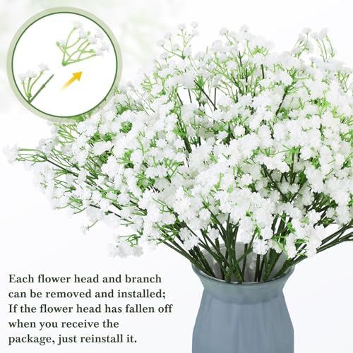 Janinka 100 Pcs Artificial Baby Breath Flowers White