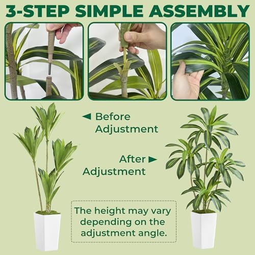 5FT Artificial Dracaena Tree with White Planter and Green Moss