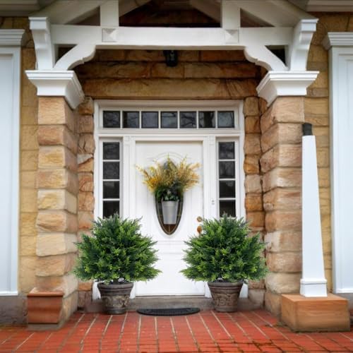 2 Pack Artificial Cypress Topiary Trees with Spike