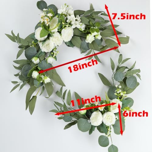 HW Artificial Wedding Arch Flowers 2pcs Willow Leaves Peony White
