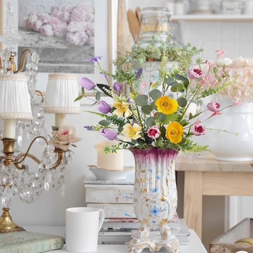 CISDUEO 4 Pcs Artificial Wildflowers Bouquet