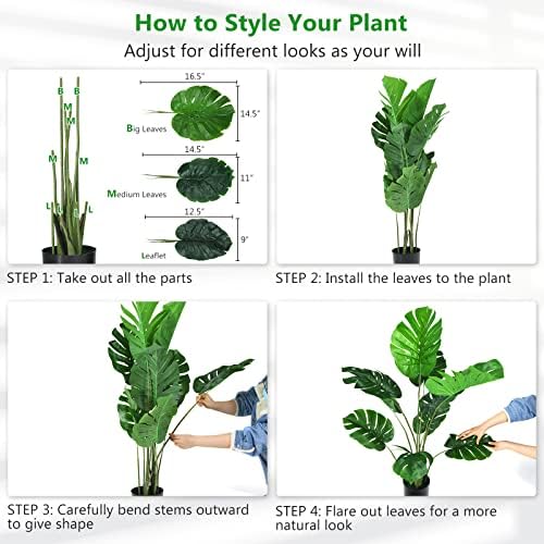 Goplus Artificial Monstera Deliciosa Plant 4ft Tall Fake Tropical Tree