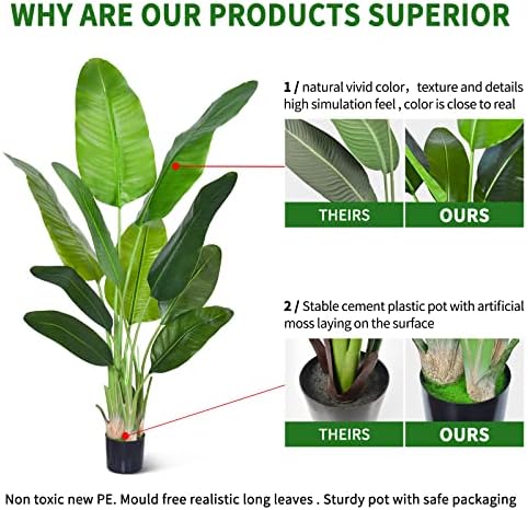 Haihong Artificial Bird of Paradise Plant 5FT 1Pack