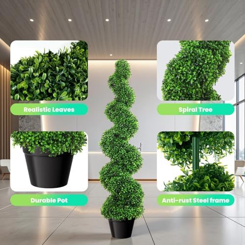 3 Ft Tall Artificial Spiral Topiary Trees Set of 4