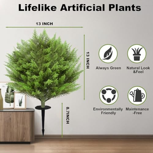 Artificial Cedar Topiary Tree Set of 2