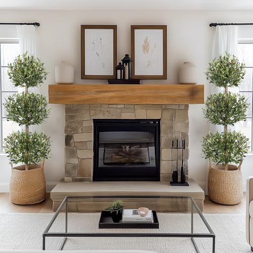 5FT Artificial Olive Triple Ball Topiary Trees with Moss and Inner Pot