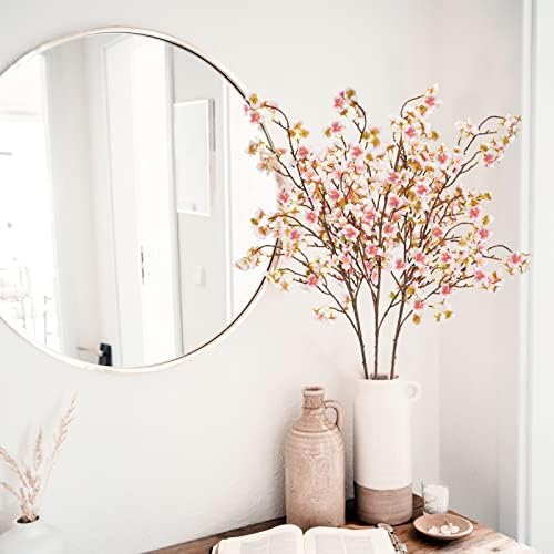 Uieke Silk Cherry Blossom Branches Set of 3 Pink 405in