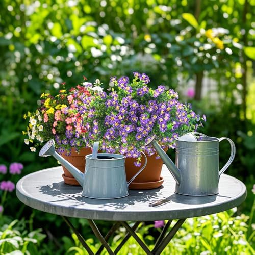 Grunyia Outdoor Artificial Flowers UV Resistant Fade Proof 12 Pack