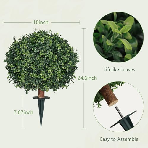 Artificial Boxwood Topiary Ball Trees 2-Pack