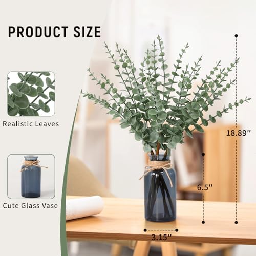 Leftover 188 Inch Artificial Eucalyptus in Black Glass Vase