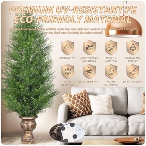 4FT Pre-Lit Artificial Cypress Tree with LED Lights