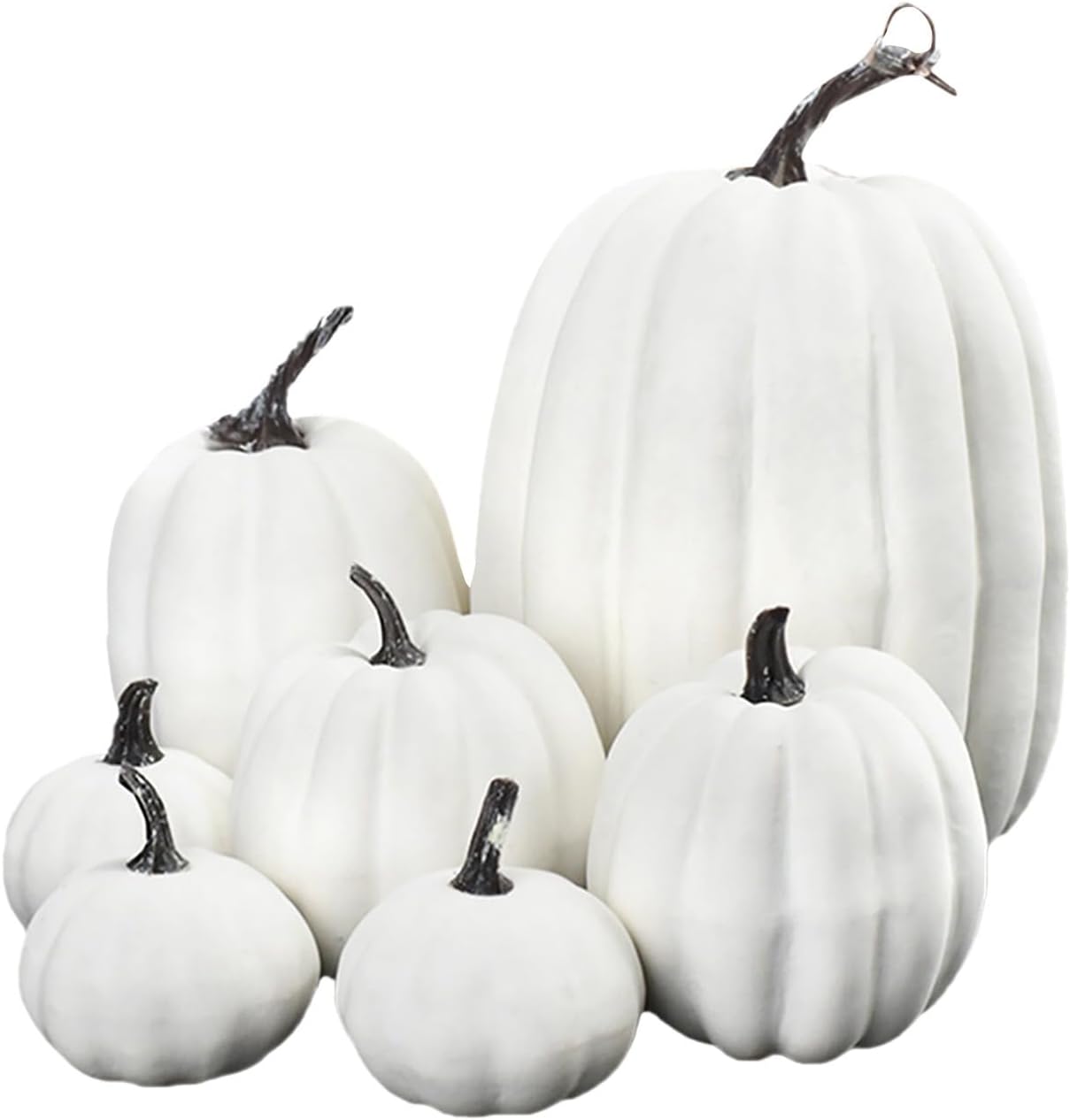 HELLORSO 7Pcs Artificial Cream Pumpkins Fall Decor