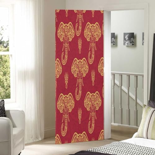 Susiyo Ornate Red Elephants Halloween Door Cover 1