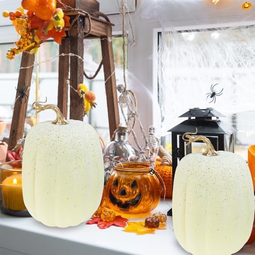 Winlyn 2 Pcs Large Artificial Pumpkins Fall Decor