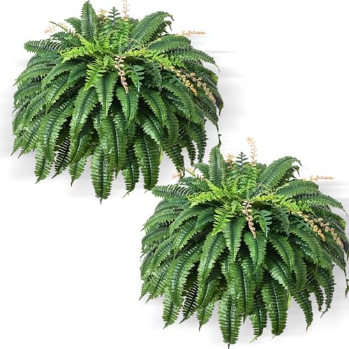 49 Inch Artificial Ferns Set of 2 128 Leaves Each UV Resistant