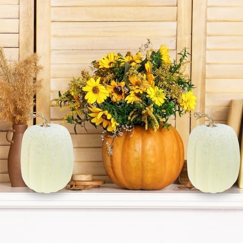 Winlyn 2 Pcs Large Artificial Pumpkins Fall Decor