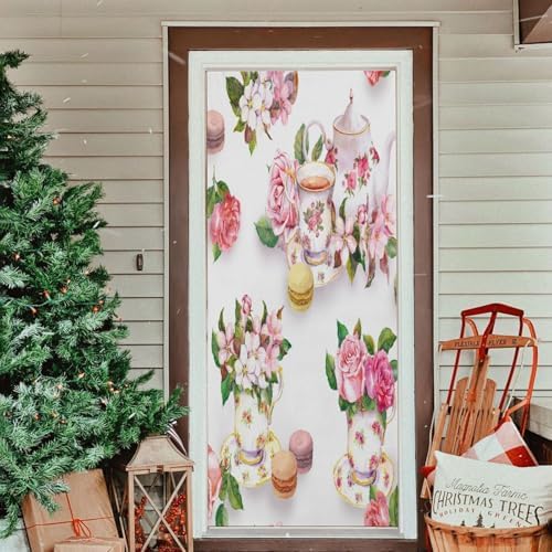 Susiyo Halloween Door Cover with Flowers 32x79 in