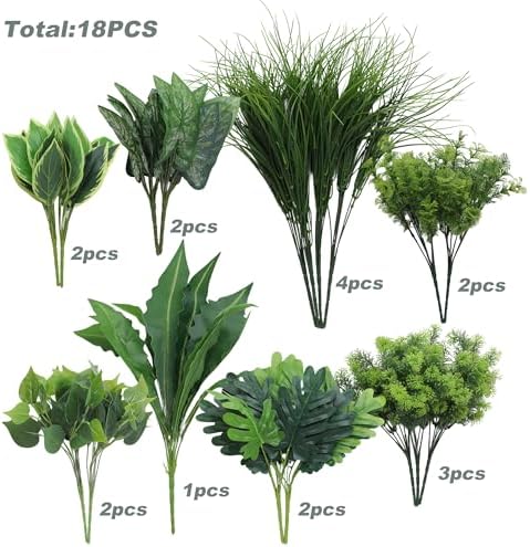 Green Moon 18 Bundles Artificial Plants Outdoor UV Resistant