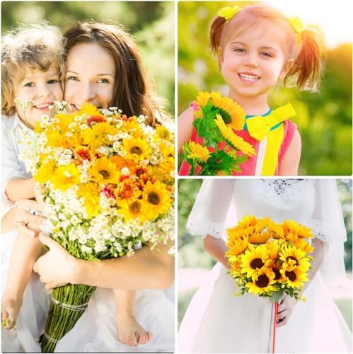 STEFORD Artificial Sunflowers Bouquet 2 Bunches Realistic
