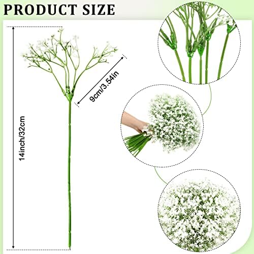 Ysleen 100pcs White Artificial Baby Breath Flowers for Decorations