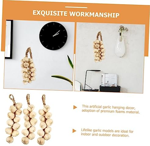 3pcs Artificial Garlic Garland Realistic Kitchen Decor