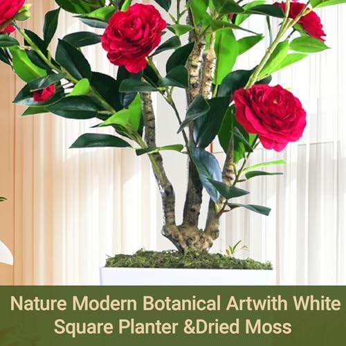 Howngyesimu 4FT Artificial Camellia Tree with Planter