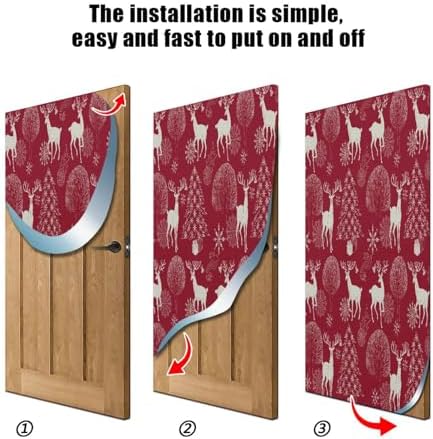Susiyo Christmas Tree Red Deer Door Cover 32x79 in