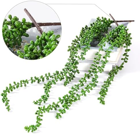3PCS Artificial Succulents Hanging Plants 275 Inch Fake String of Pearls