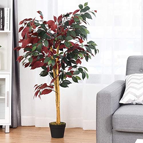 LDAILY LUARANE 4ft Artificial Ficus Tree with Cement Pot