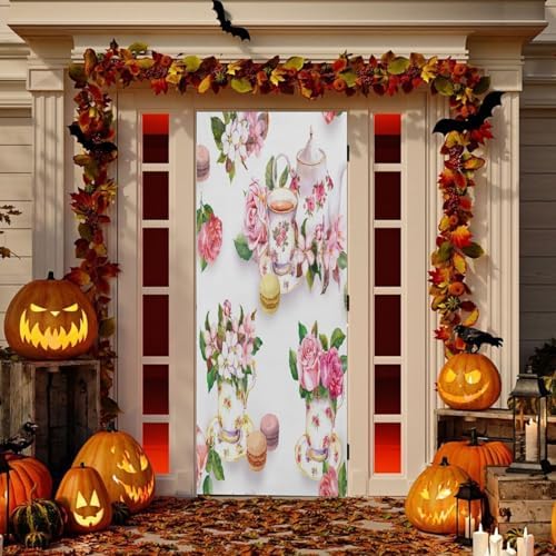 Susiyo Halloween Door Cover with Flowers 32x79 in