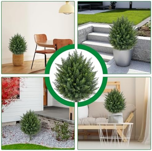 236-inch Artificial Cedar Topiary Set of 2 UV Resistant Fake Evergreen Plants