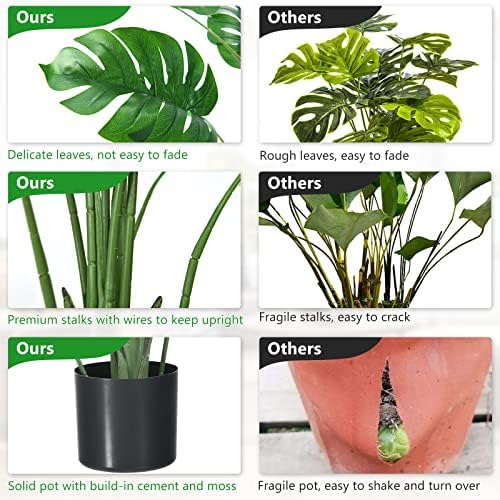 Goplus Artificial Monstera Deliciosa Plant 4ft Tall Fake Tropical Tree