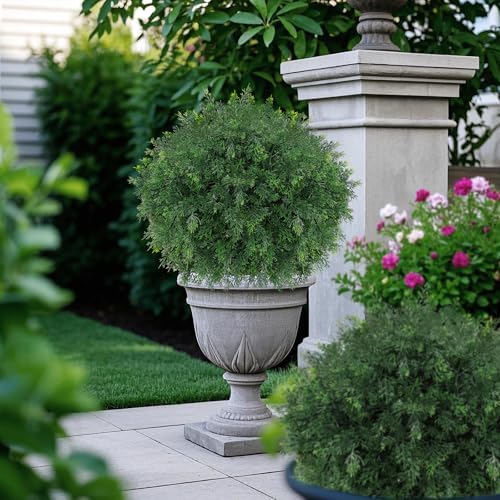 24 Inch Artificial Cedar Ball Topiary Set of 2