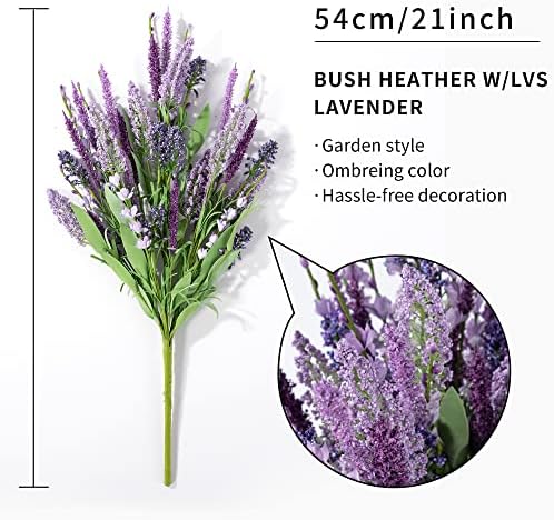 WESAIL Artificial Heather Bush Flowers with Seeds 2 Pack