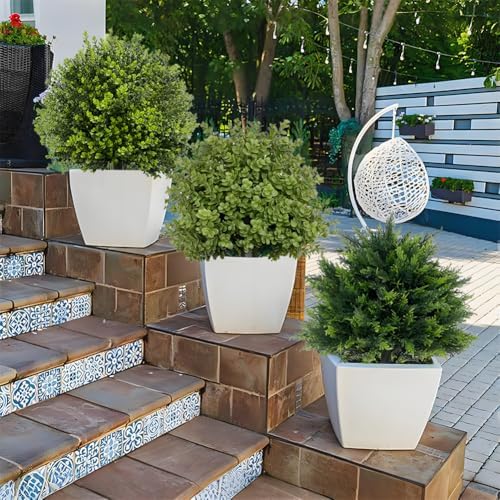 2 Pack Artificial Cypress Topiary Trees with Spike