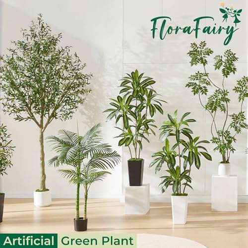 5FT Artificial Dracaena Tree with White Planter and Green Moss