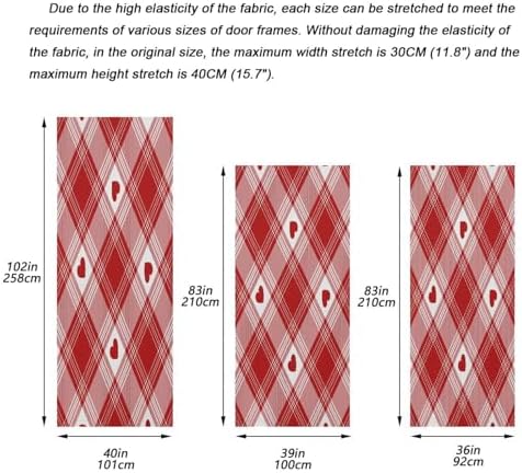 Susiyo Red Heart Plaid Door Cover 35x79 Inch
