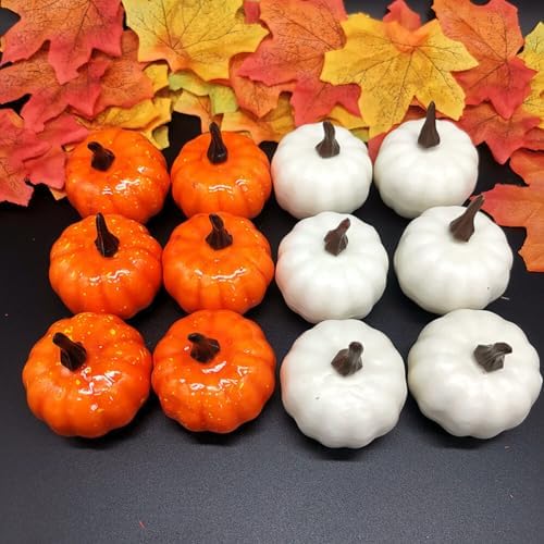 12PCS Artificial Pumpkins for Halloween and Thanksgiving Decor 1