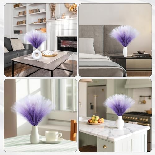 Faux Pampas Grass Decor 177 Inch 6pcs Gradient Purple
