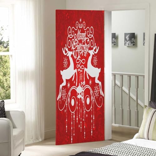 Susiyo Ribbons Deer Red Halloween Door Cover