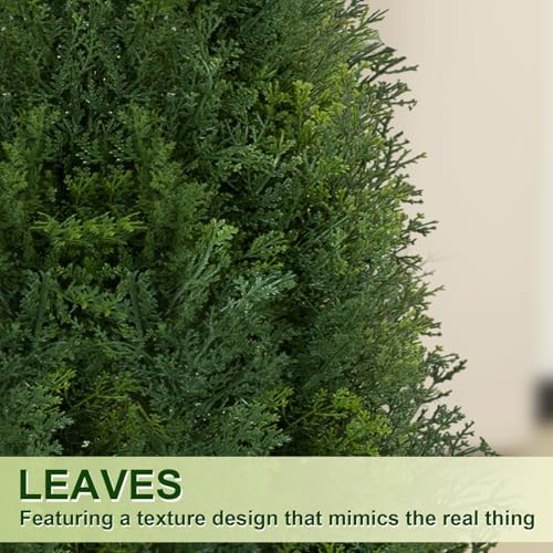 Artificial Cedar Topiary Trees 3FT Set of 2 with Gray Planter