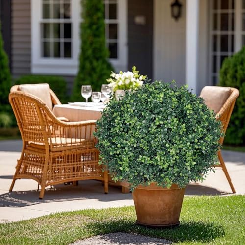 Artificial Boxwood Topiary Ball Trees 2-Pack