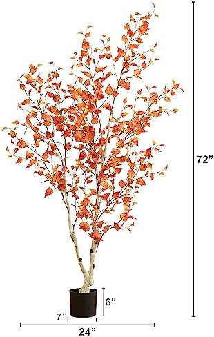 Nearly Natural 6ft Autumn Birch Artificial Fall Tree