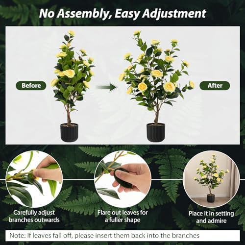 Artificial Camellia Tree Set of 2 38 Inch Tall Potted Plants
