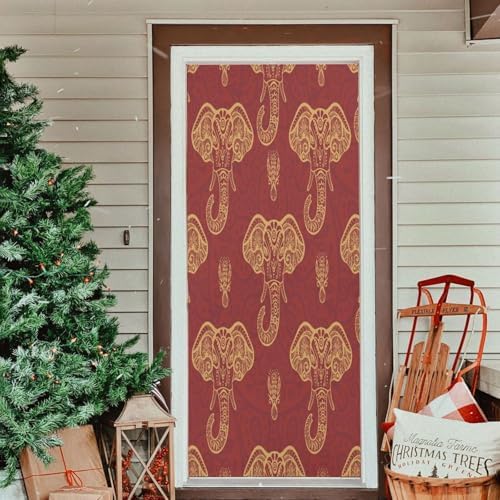 Susiyo Ornate Red Elephants Halloween Door Cover