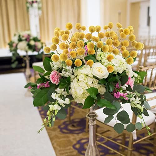 Uieke 30 Pcs Yellow Dried Billy Balls Flowers Bouquet