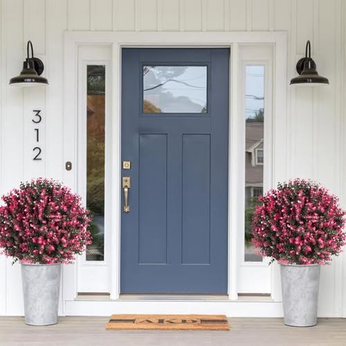 Grewyear Artificial Rose Pink Boxwood Topiary Set of 2